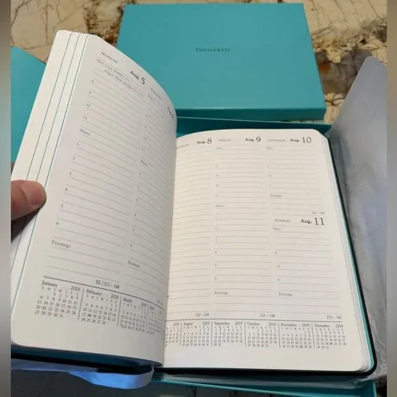 Tiffany & Co Large Black Leather Blue Box 2019 Journal Planner New Never Used - Picture 7 of 14